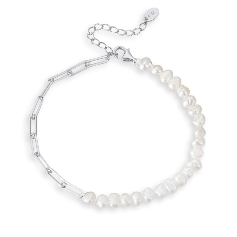 Pearls Paperclip Bracelet | 925 Silver 4.5mm.