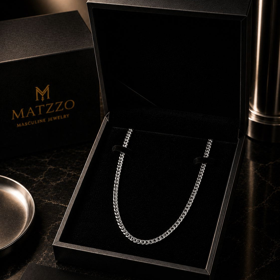 MATZZO Cuban Men chain silver 7mm in Box