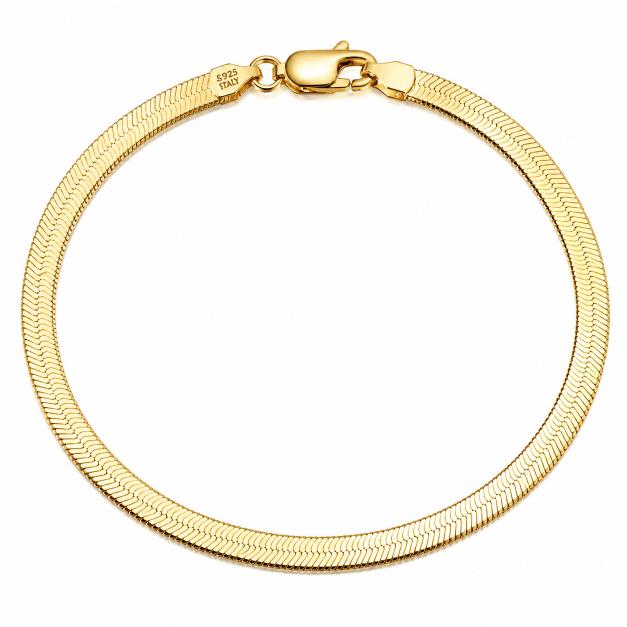 Herringbone Bracelet | 18K Gold 3mm