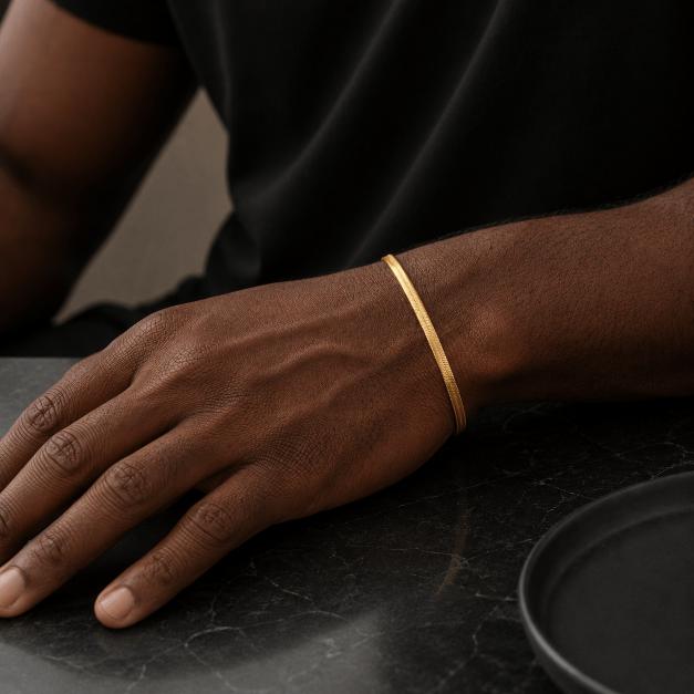 Herringbone Bracelet | 18K Gold 3mm