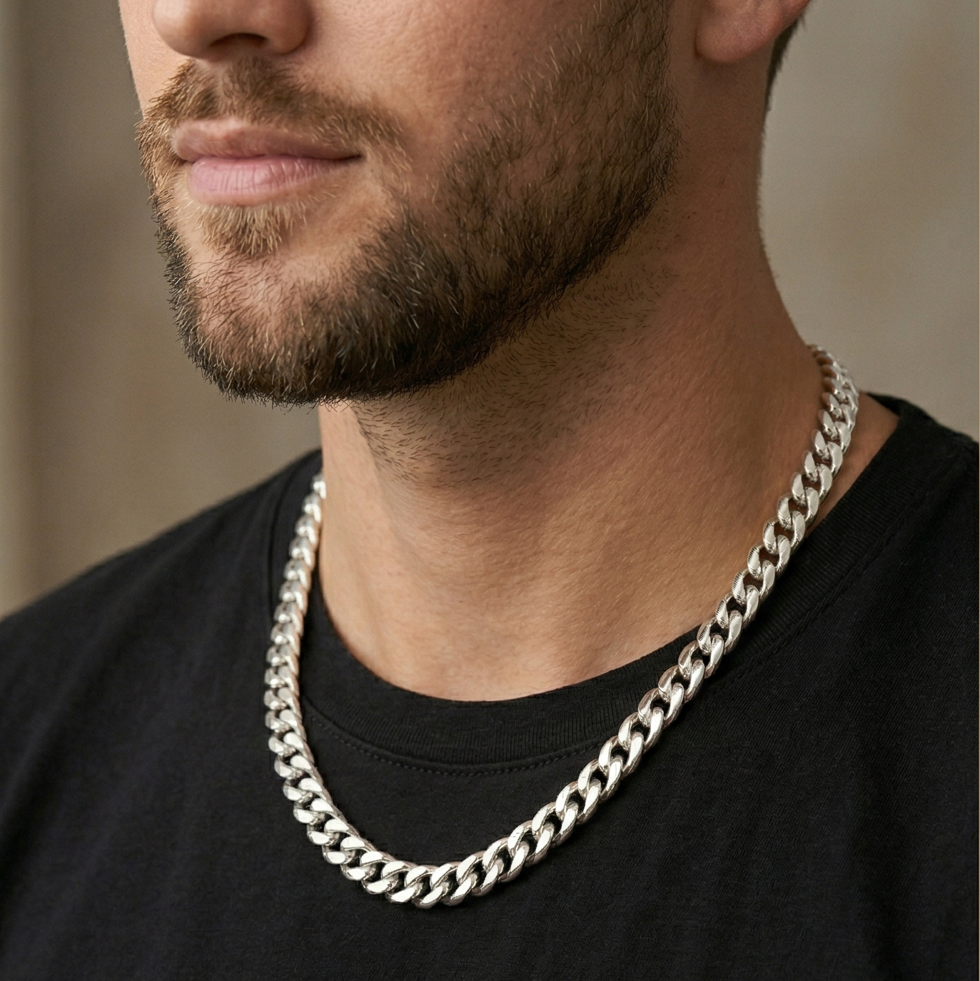 Cuban Link Chain | 925 Sterling Silver Rhodium Plated Men's 7mm