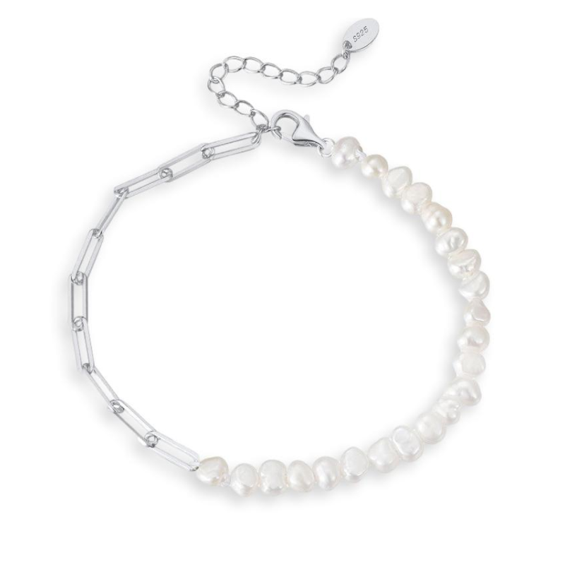 Pearls Paperclip Bracelet | 925 Silver 4.5mm