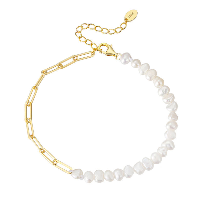 Pearls Paperclip Bracelet | 14K Gold 4.5mm