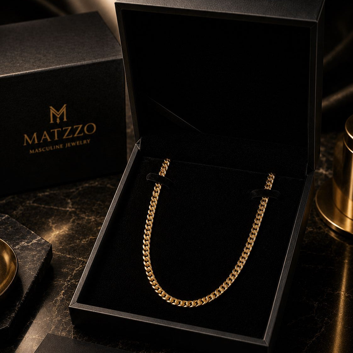 MATZZO Cuban Men chain gold 7mm in Box