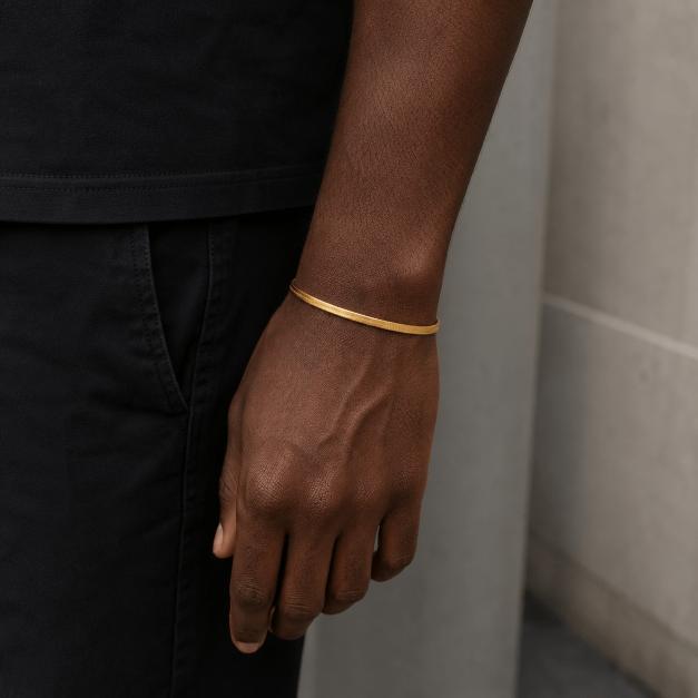Herringbone Bracelet | 18K Gold 3mm