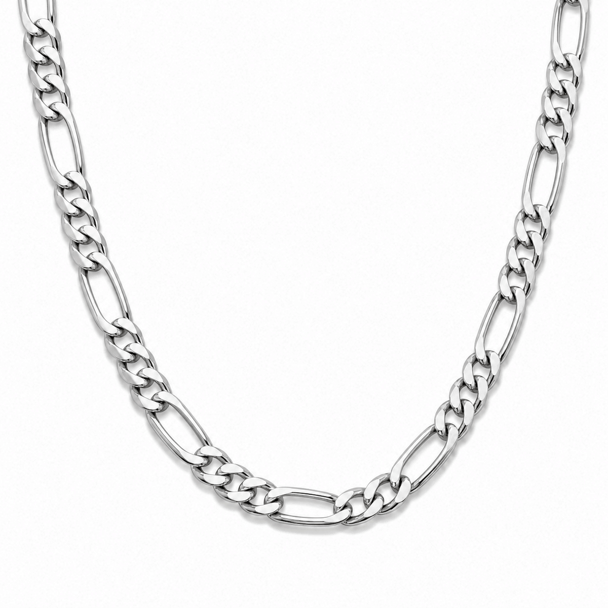 Matzzo silver 7mm Figaro link chain necklace for men